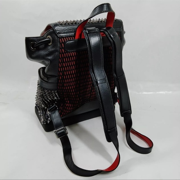 Christian Louboutin Leatger Studded Black and Red Backpack - Picture 4 of 9